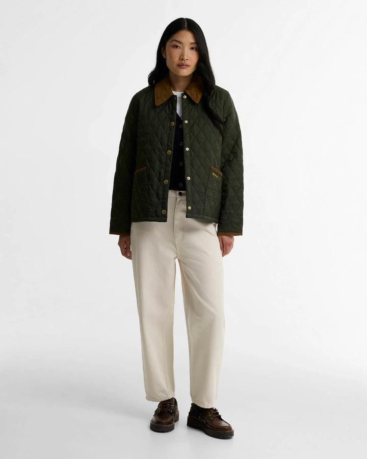 Barbour Icons Cropped Liddesdale Quilted Jacket: Olive/Classic