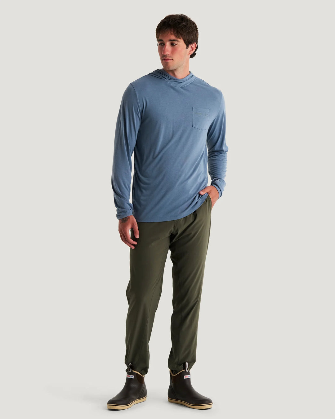 Free Fly Men's Bamboo Lightweight Hoodie: Pacific Blue