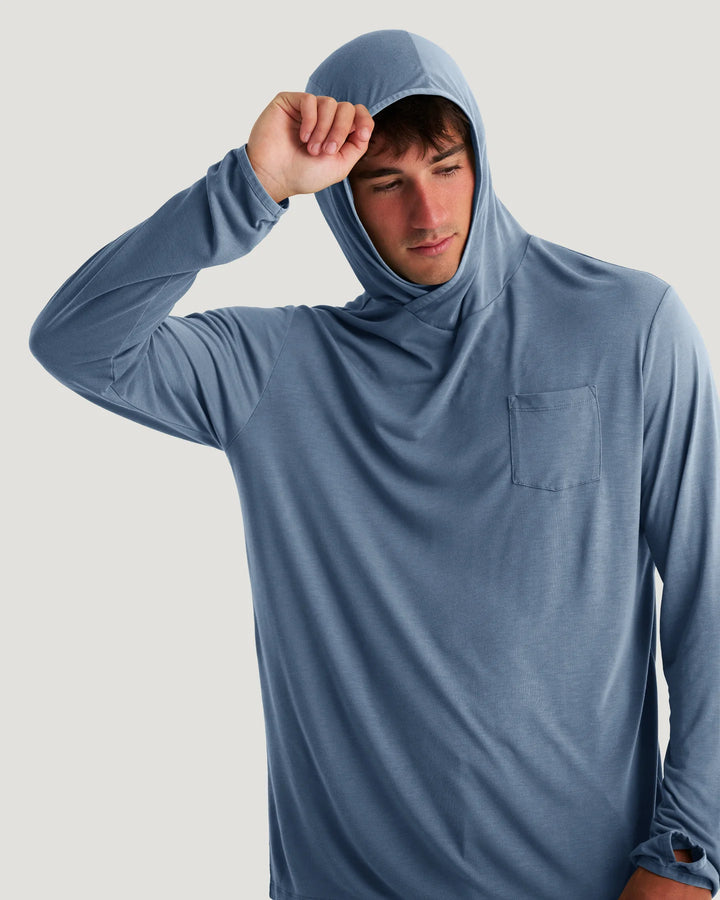 Free Fly Men's Bamboo Lightweight Hoodie: Pacific Blue