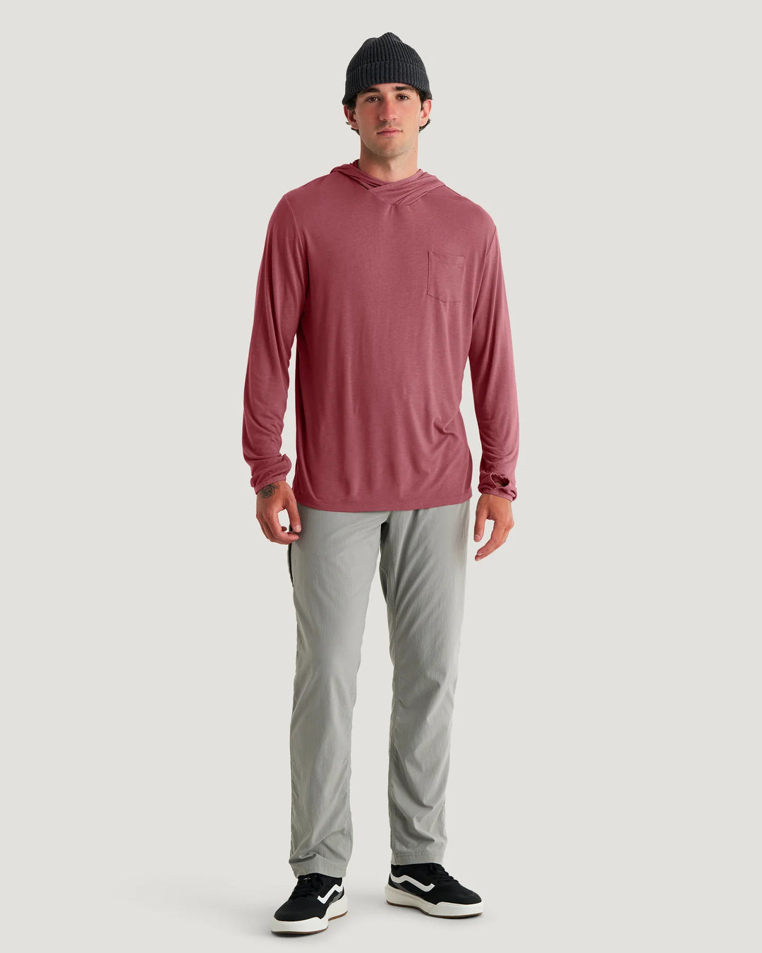 Free Fly Men's Bamboo Lightweight Hoodie: Plum