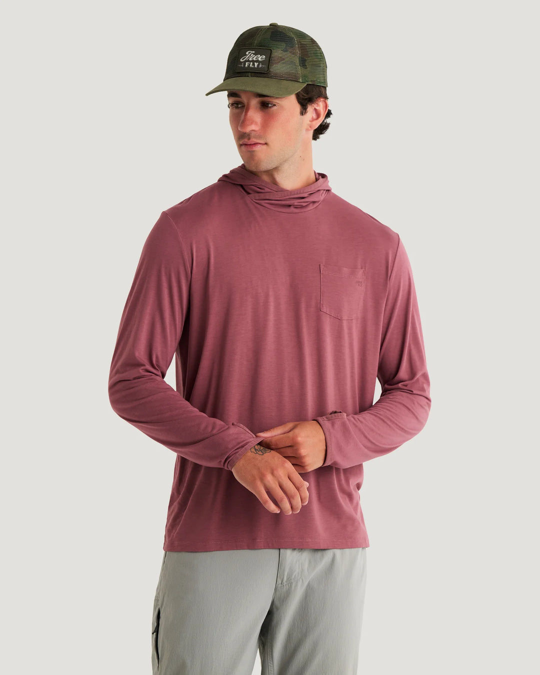 Free Fly Men's Bamboo Lightweight Hoodie: Plum