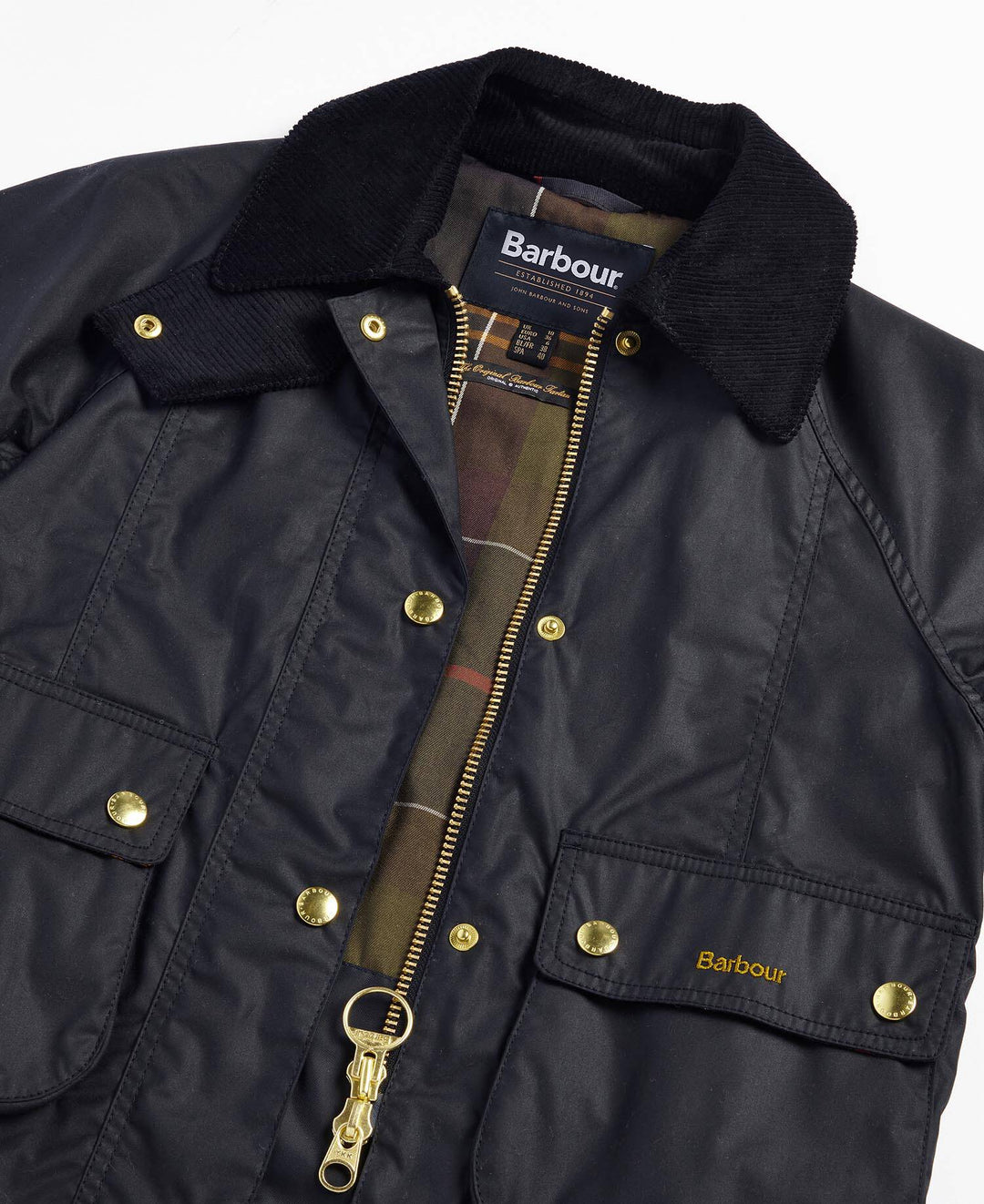 Barbour Cropped Beadnell Waxed Jacket: Black