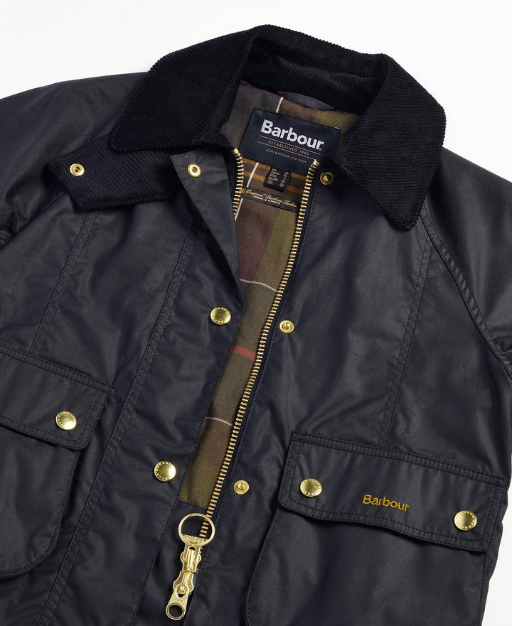 Barbour Cropped Beadnell Waxed Jacket: Black