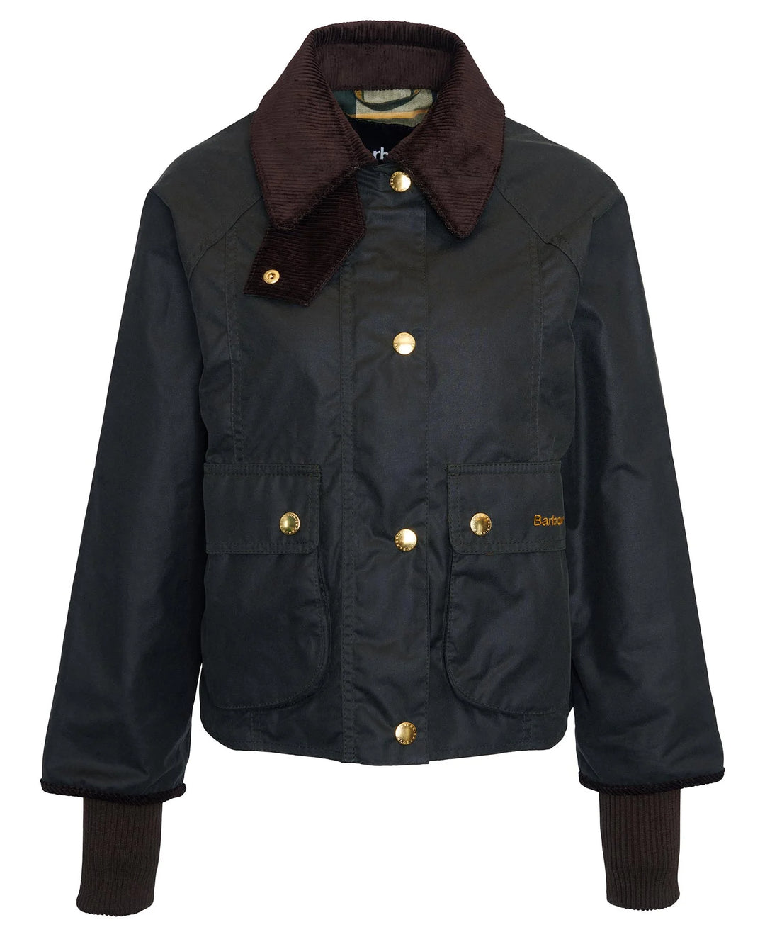 Barbour Cropped Beadnell Waxed Jacket: Sage/Ancient
