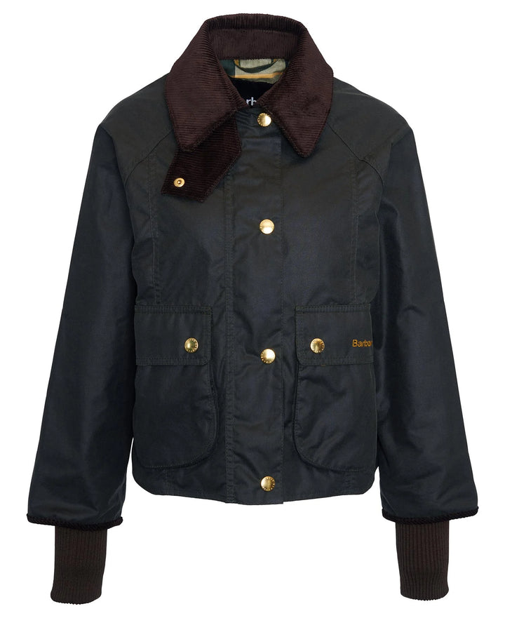 Barbour Cropped Beadnell Waxed Jacket: Sage/Ancient