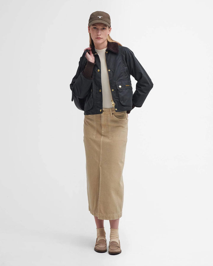 Barbour Cropped Beadnell Waxed Jacket: Sage/Ancient