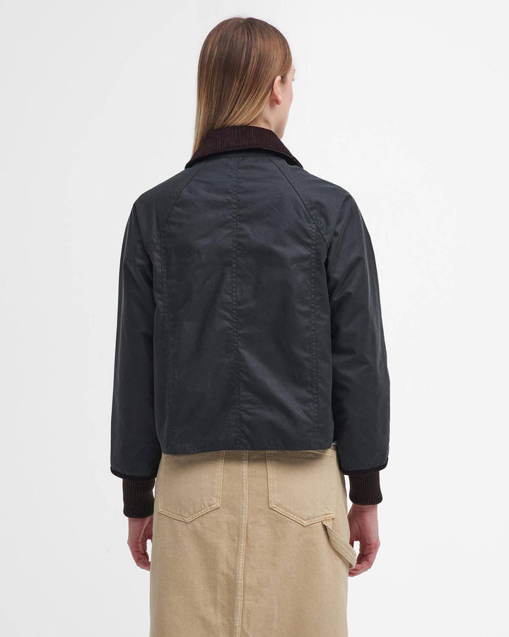 Barbour Cropped Beadnell Waxed Jacket: Sage/Ancient