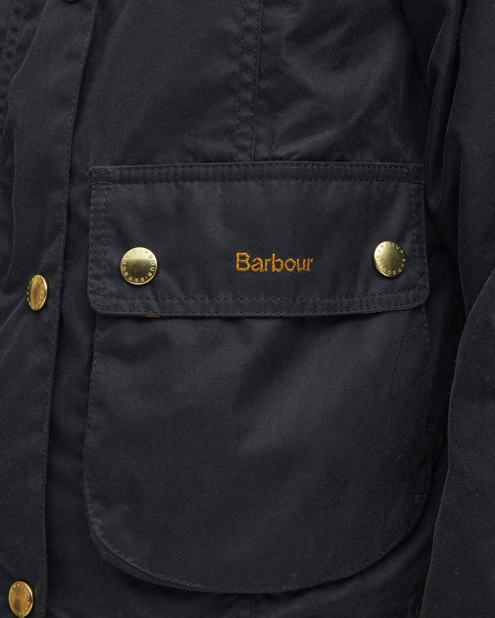 Barbour Cropped Beadnell Waxed Jacket: Sage/Ancient