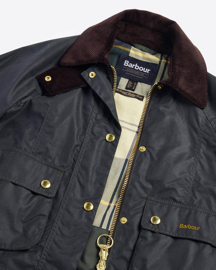 Barbour Cropped Beadnell Waxed Jacket: Sage/Ancient