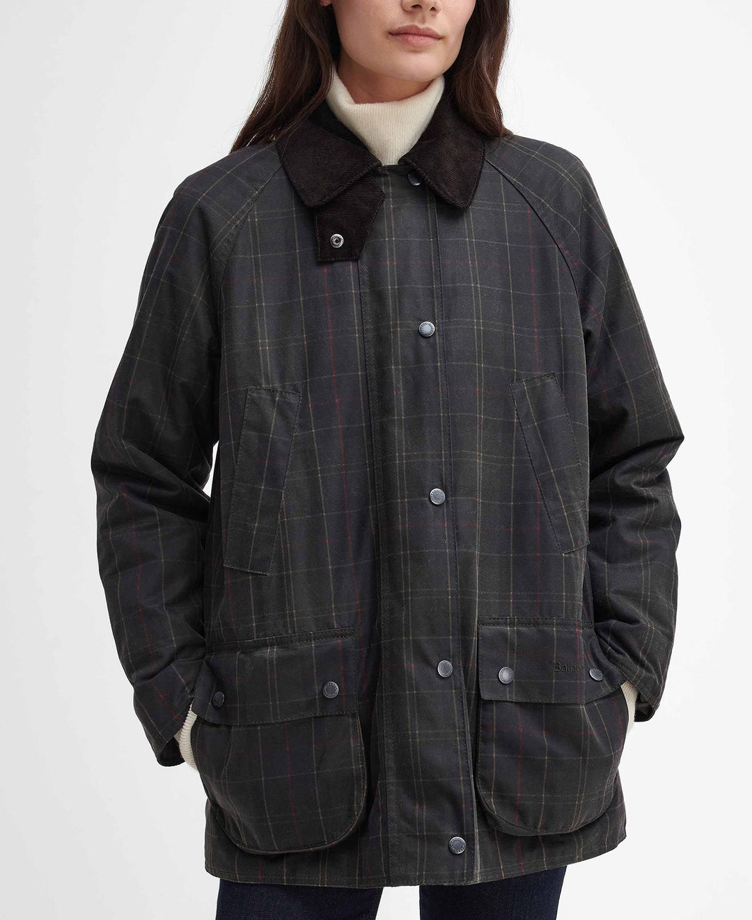 Barbour Tartan Ashby Waxed Jacket: Dark Classic