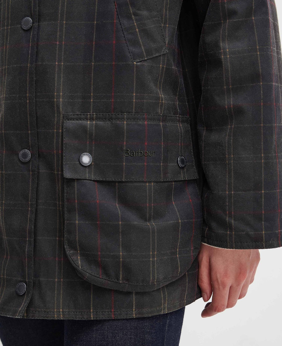 Barbour Tartan Ashby Waxed Jacket: Dark Classic