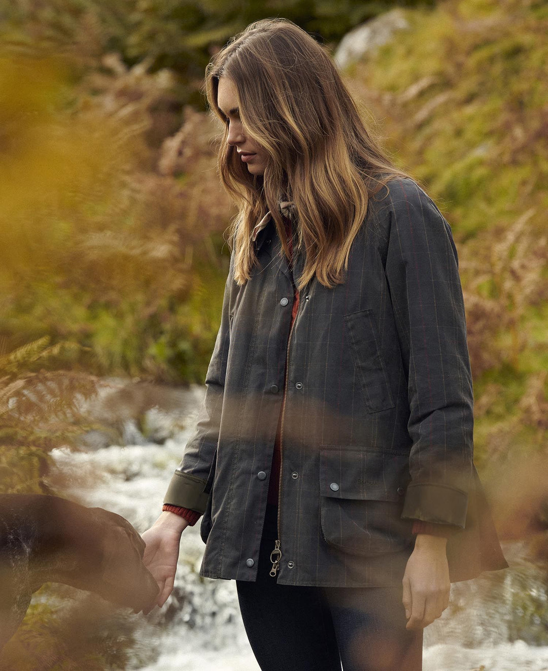 Barbour Tartan Ashby Waxed Jacket: Dark Classic