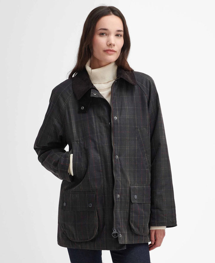 Barbour Tartan Ashby Waxed Jacket: Dark Classic