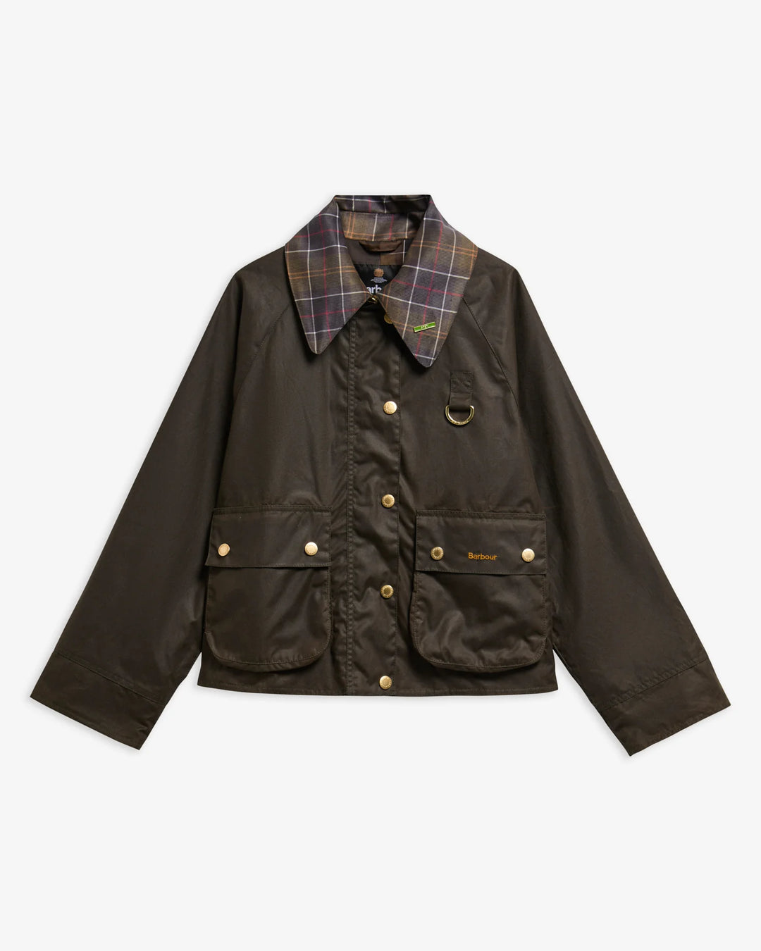 Barbour Icons Tartan Collar Spey Waxed Jacket: Olive/Classic