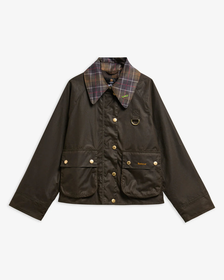 Barbour Icons Tartan Collar Spey Waxed Jacket: Olive/Classic
