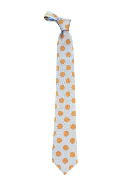 Robert Jensen Khaki Big Dot Tie: Light Blue