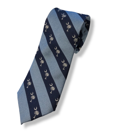 Craig Reagin Palmetto Woven Stripe Tie - Light Blue/Navy