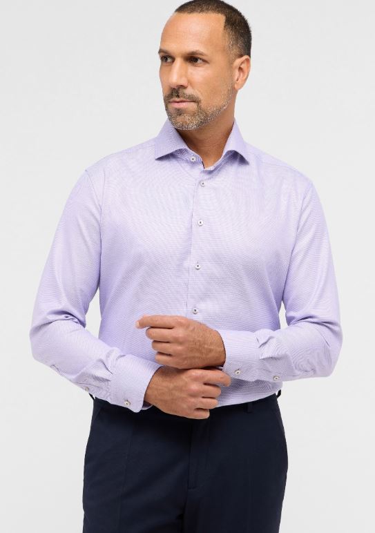 Eterna Modern Fit Structured Twill Modern Fit Kent Collar Dress Shirt: Lilac