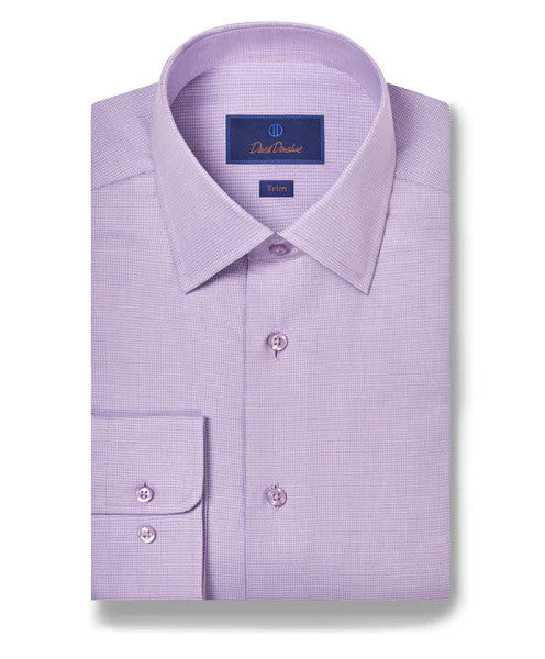 David Donahue Lilac Micro Dobby Trim Fit Dress Shirt