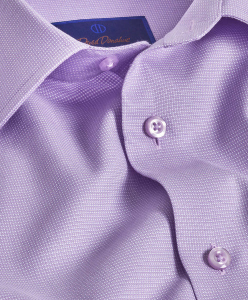 David Donahue Lilac Micro Dobby Trim Fit Dress Shirt