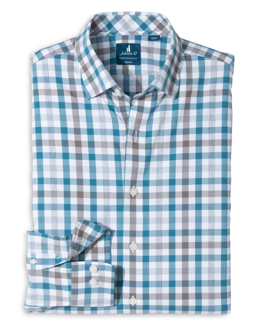 Johnnie-O Everyday Performance Button Up Shirt - Cay Exploded Gingham: White