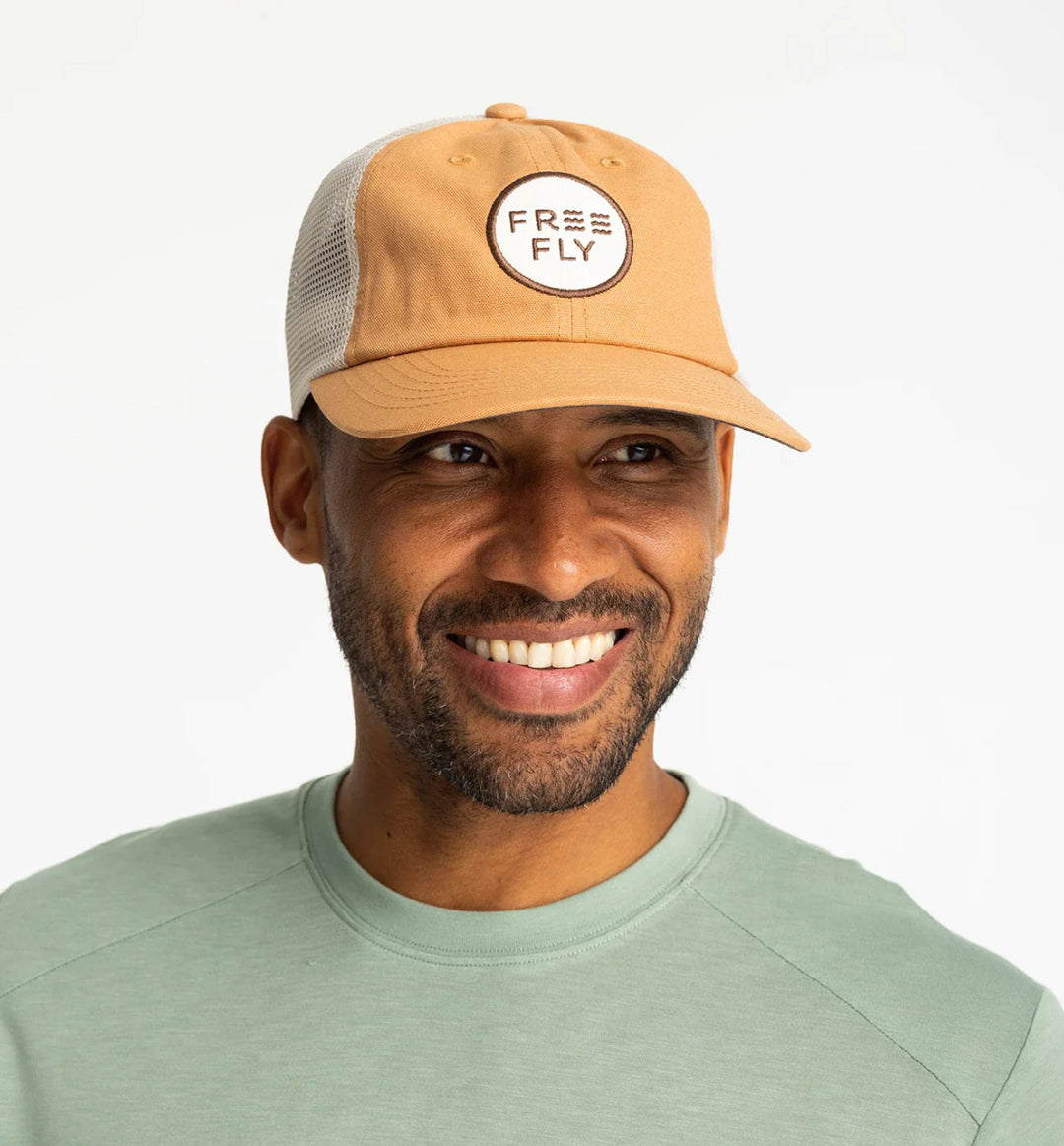 Free Fly Low Pro Badge Trucker Hat : Wheat