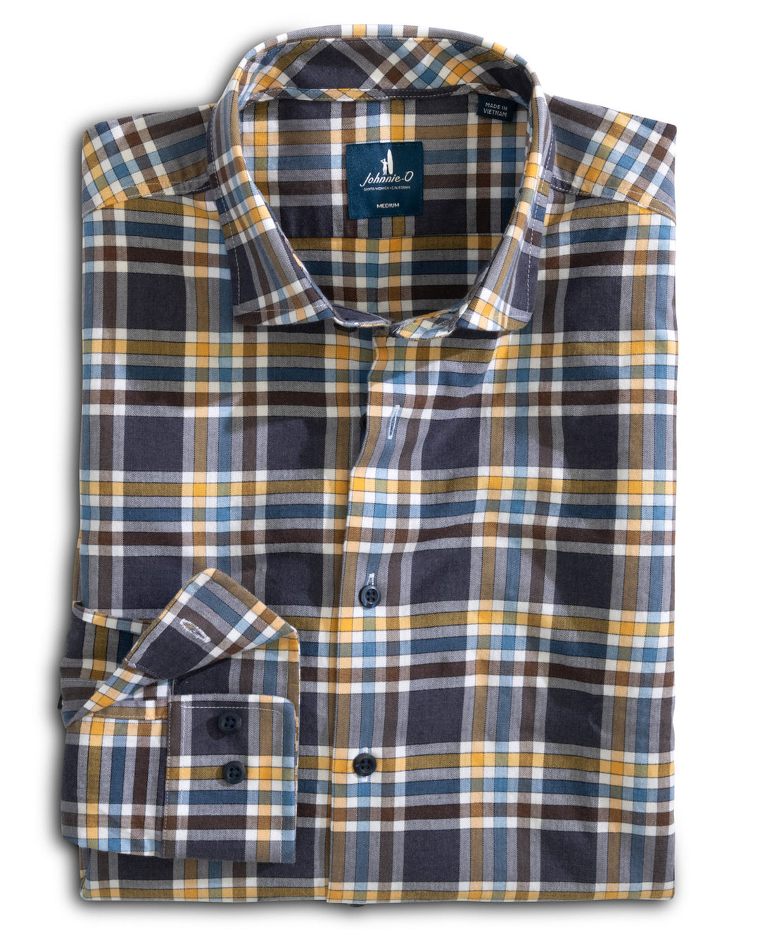 Johnnie-O Lakeridge Plaid Sport Shirt: Navy