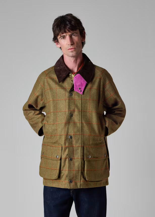 Barbour x Paul Smith Beaufort Wool Jacket: Olive Windowpane