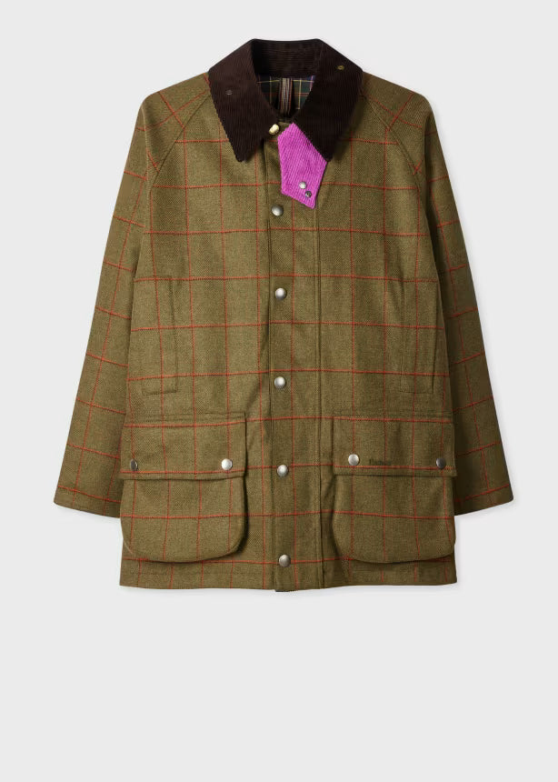 Barbour x Paul Smith Beaufort Wool Jacket: Olive Windowpane
