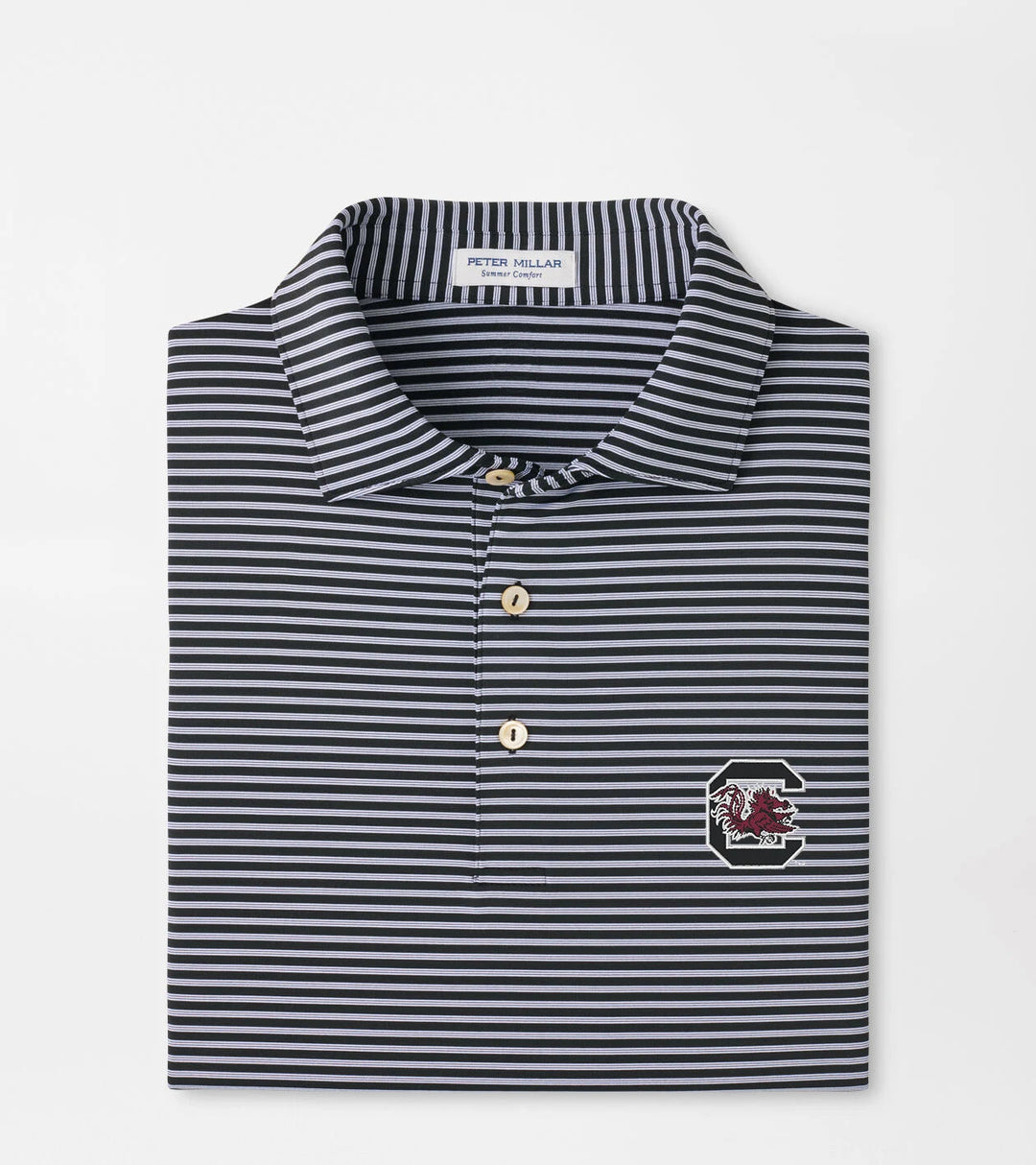 Peter Millar South Carolina Block C Tiebreaker Performance Jersey Polo: Black