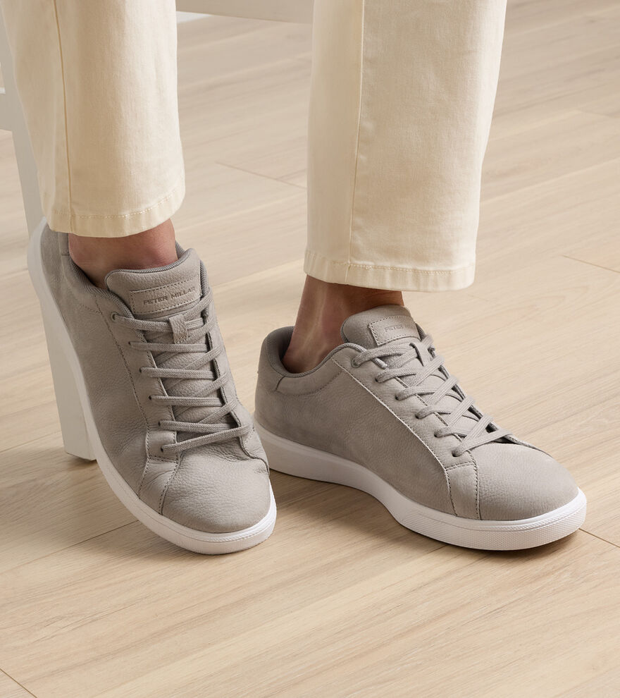 Peter Millar Drift Classic Nubuck Sneaker: Pearl Grey