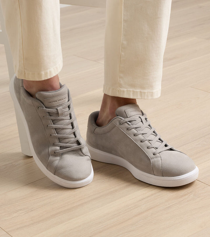 Peter Millar Drift Classic Nubuck Sneaker: Pearl Grey