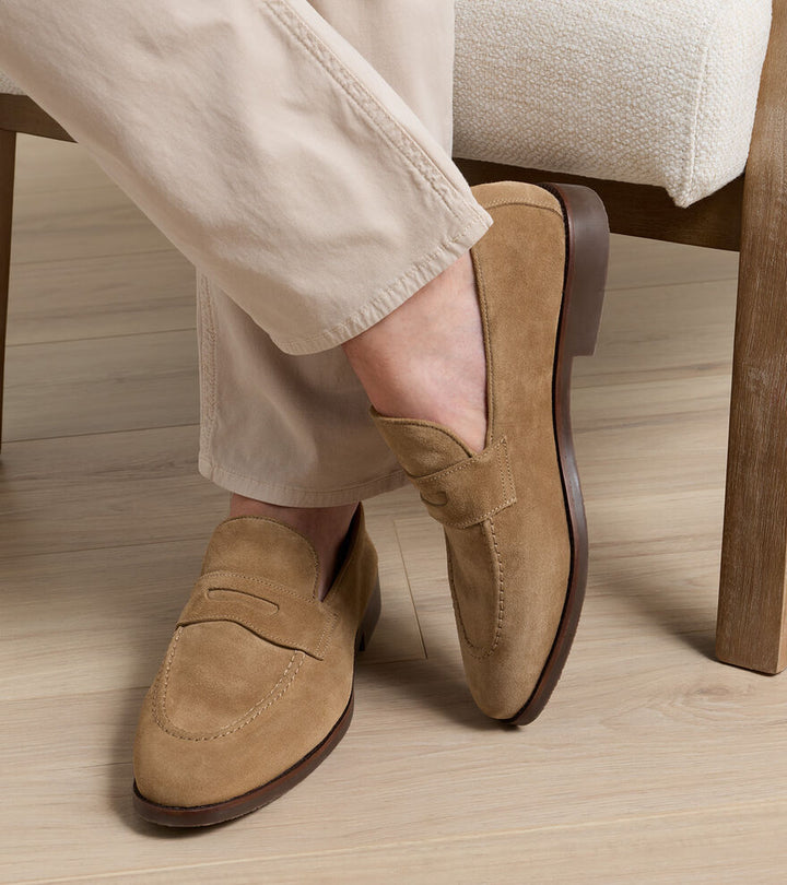 Peter Millar Madison Suede Penny Loafer: Dark Jute