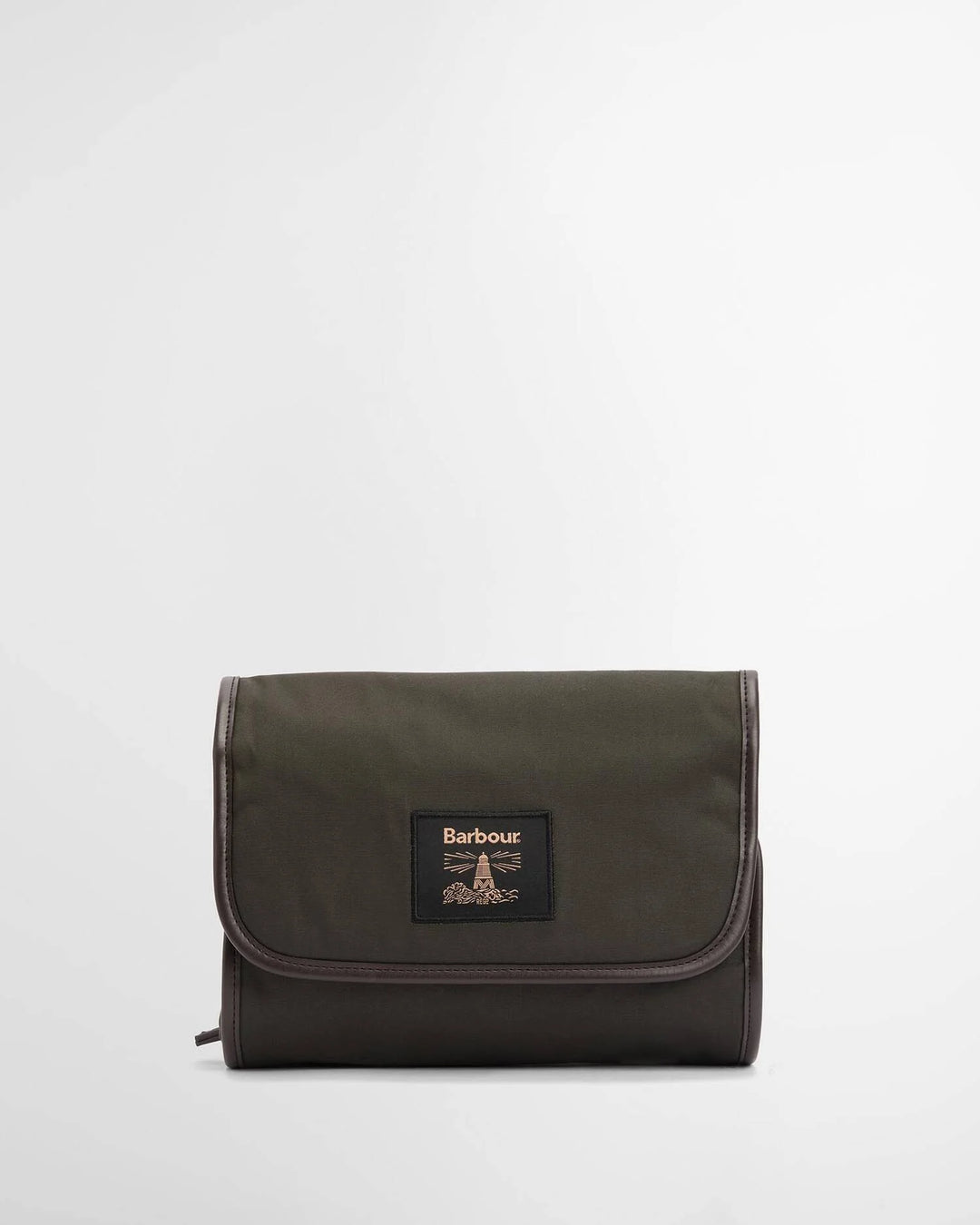 Barbour Waxed Hanging Washbag: Olive/Beacon