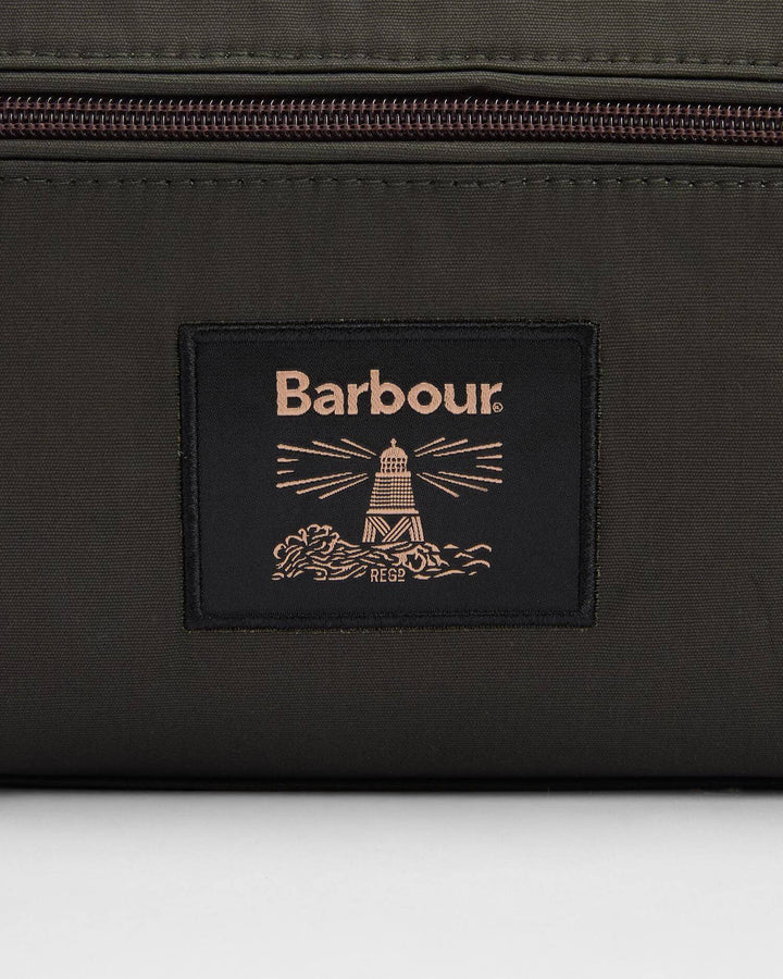 Barbour Waxed Washbag: Olive/Beacon
