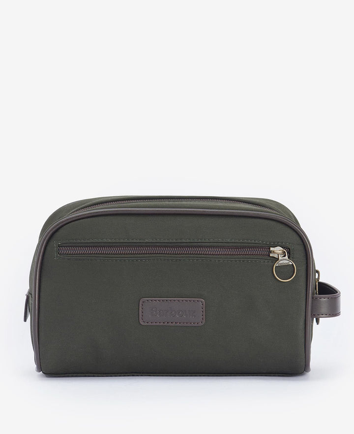 Barbour Wax  Washbag: Olive/Brown