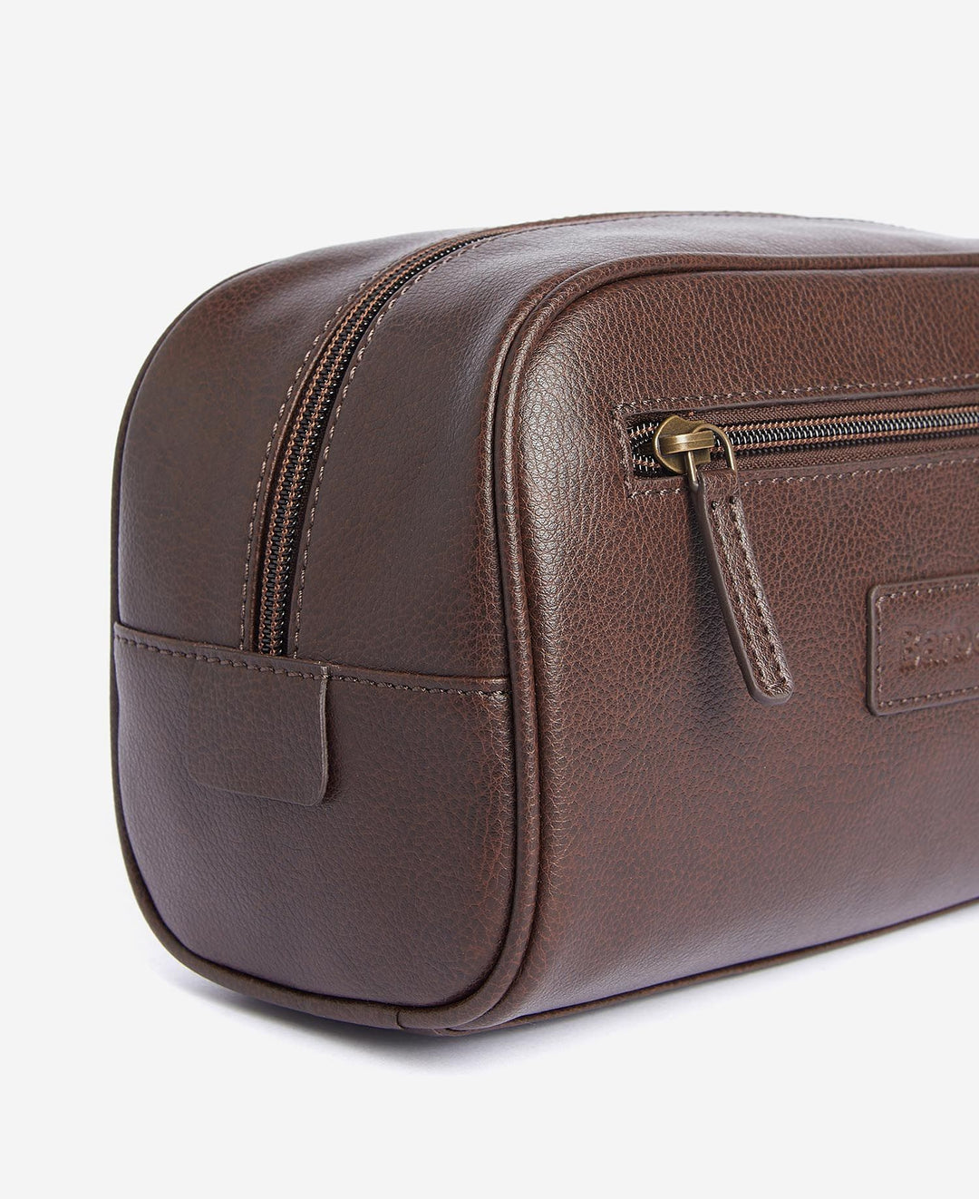 Barbour Leather Washbag: Dark Brown