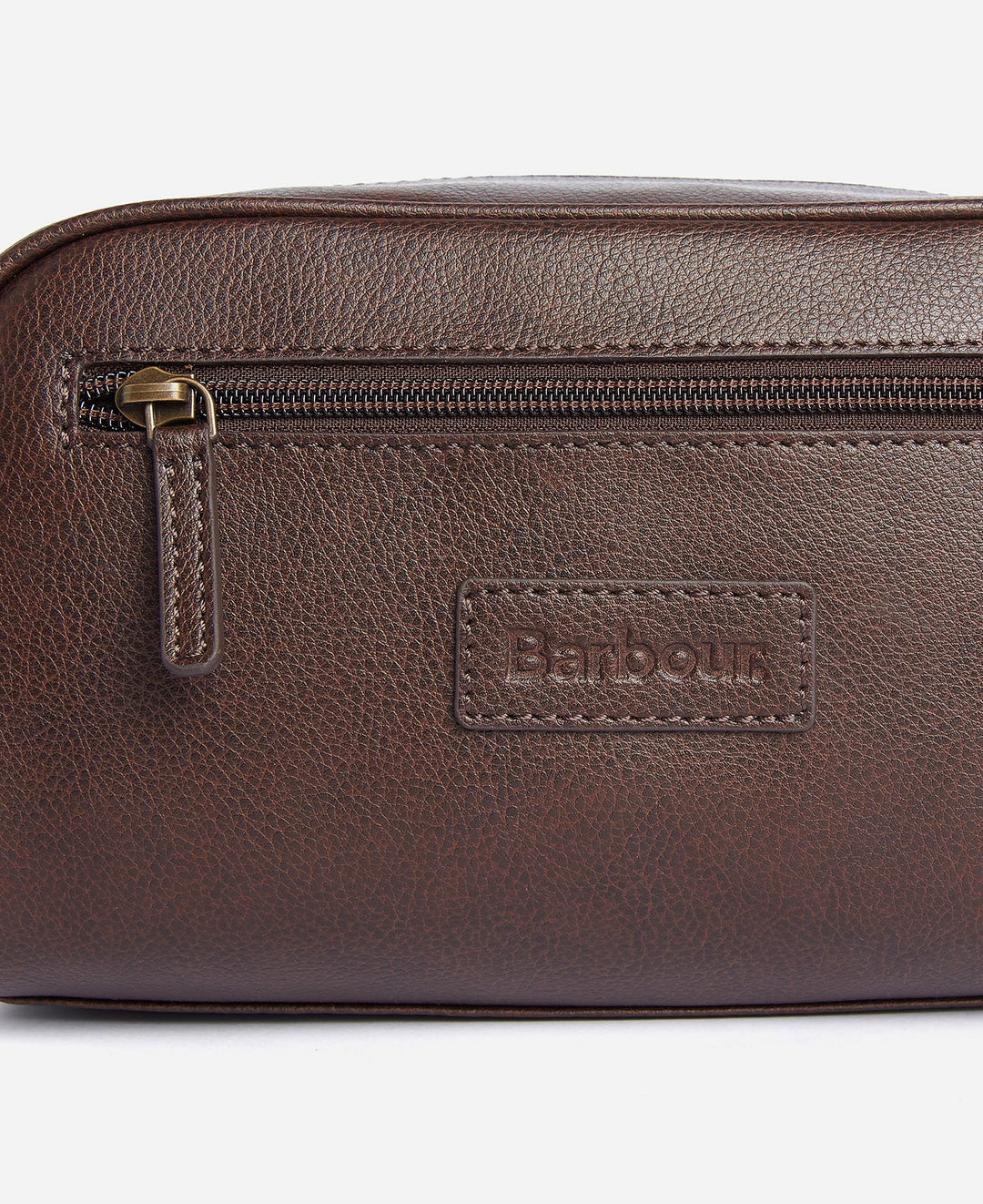 Barbour Leather Washbag: Dark Brown