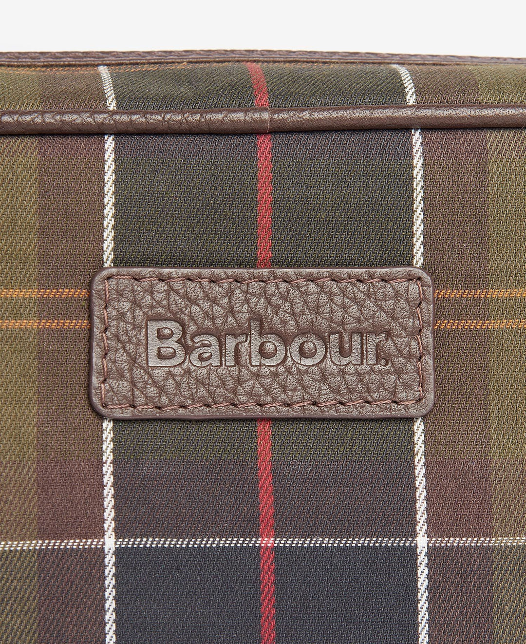 Barbour Tartan and Leather Washbag: Classic Tartan