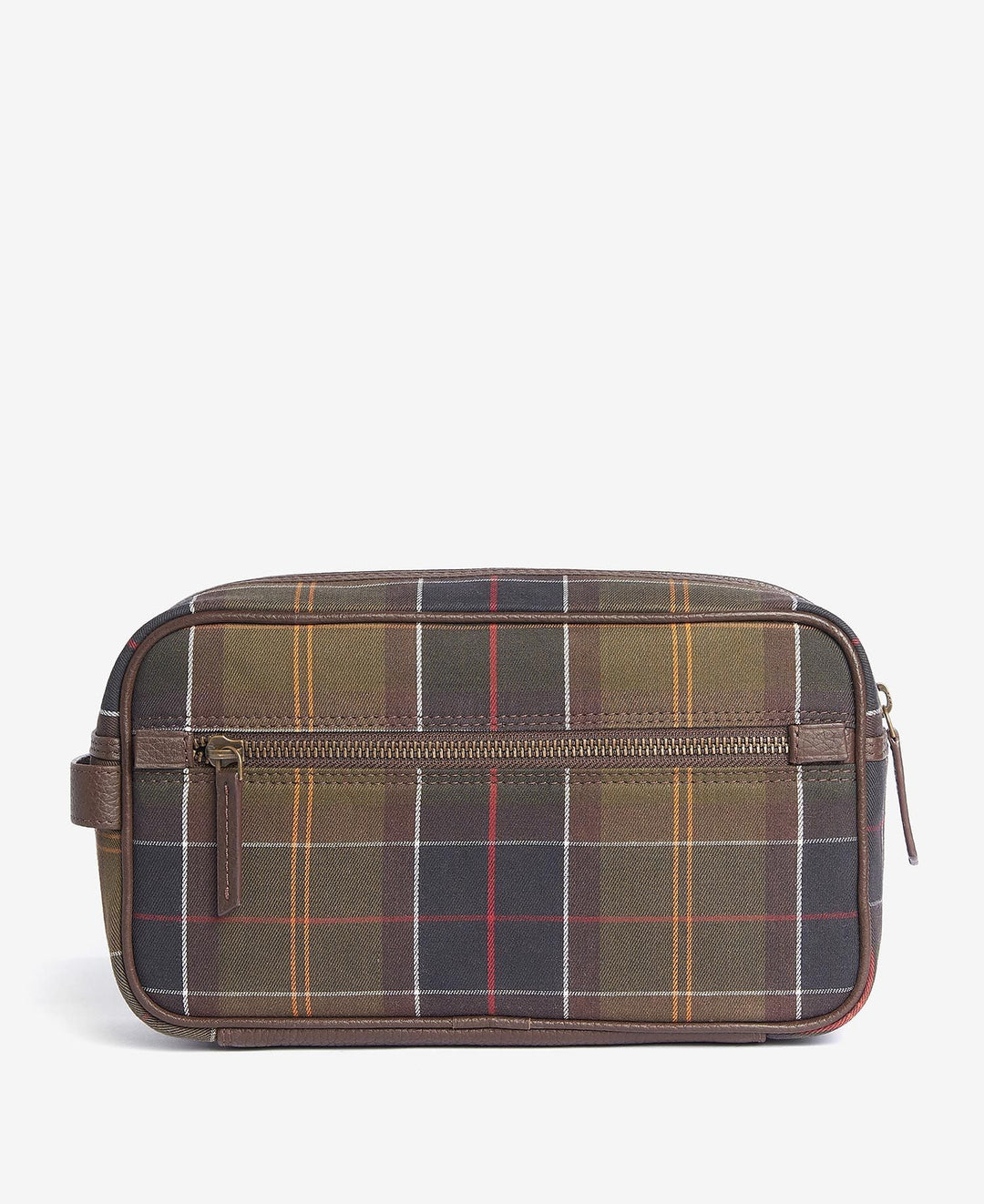 Barbour Tartan and Leather Washbag: Classic Tartan