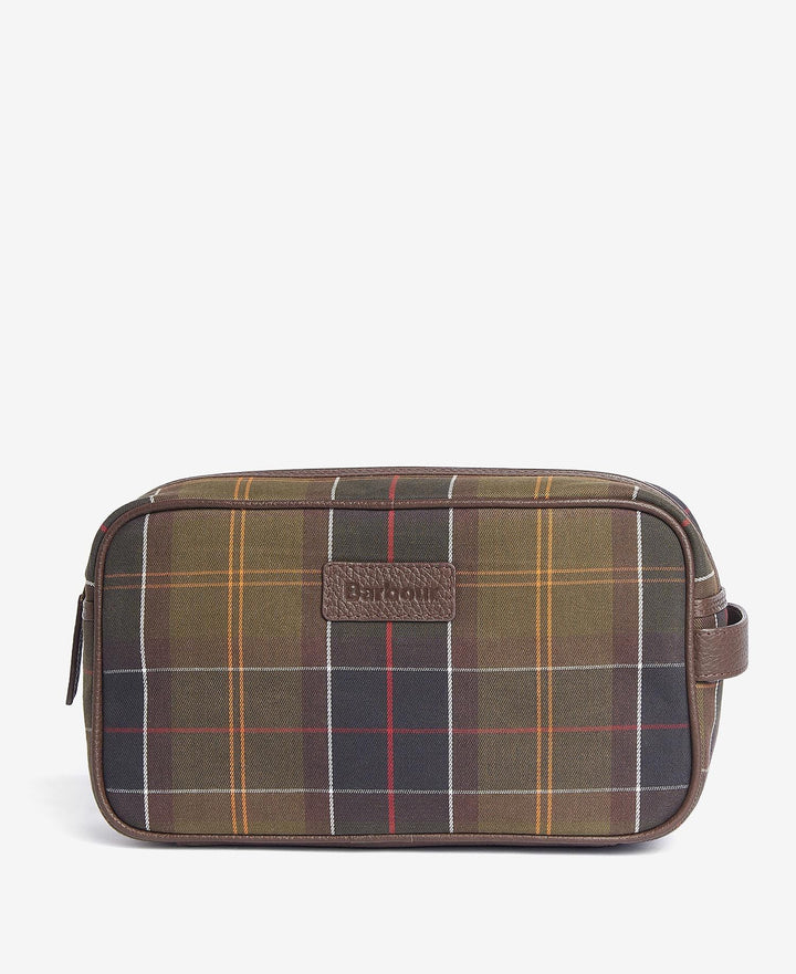 Barbour Tartan and Leather Washbag: Classic Tartan