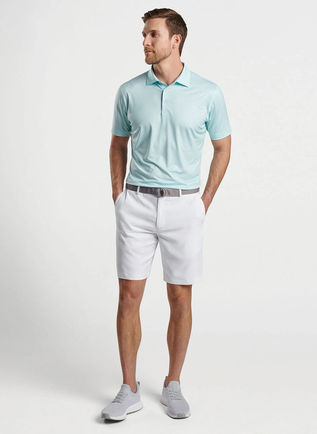 Peter Millar Circle Geo Performance Jersey Polo: Seaglass