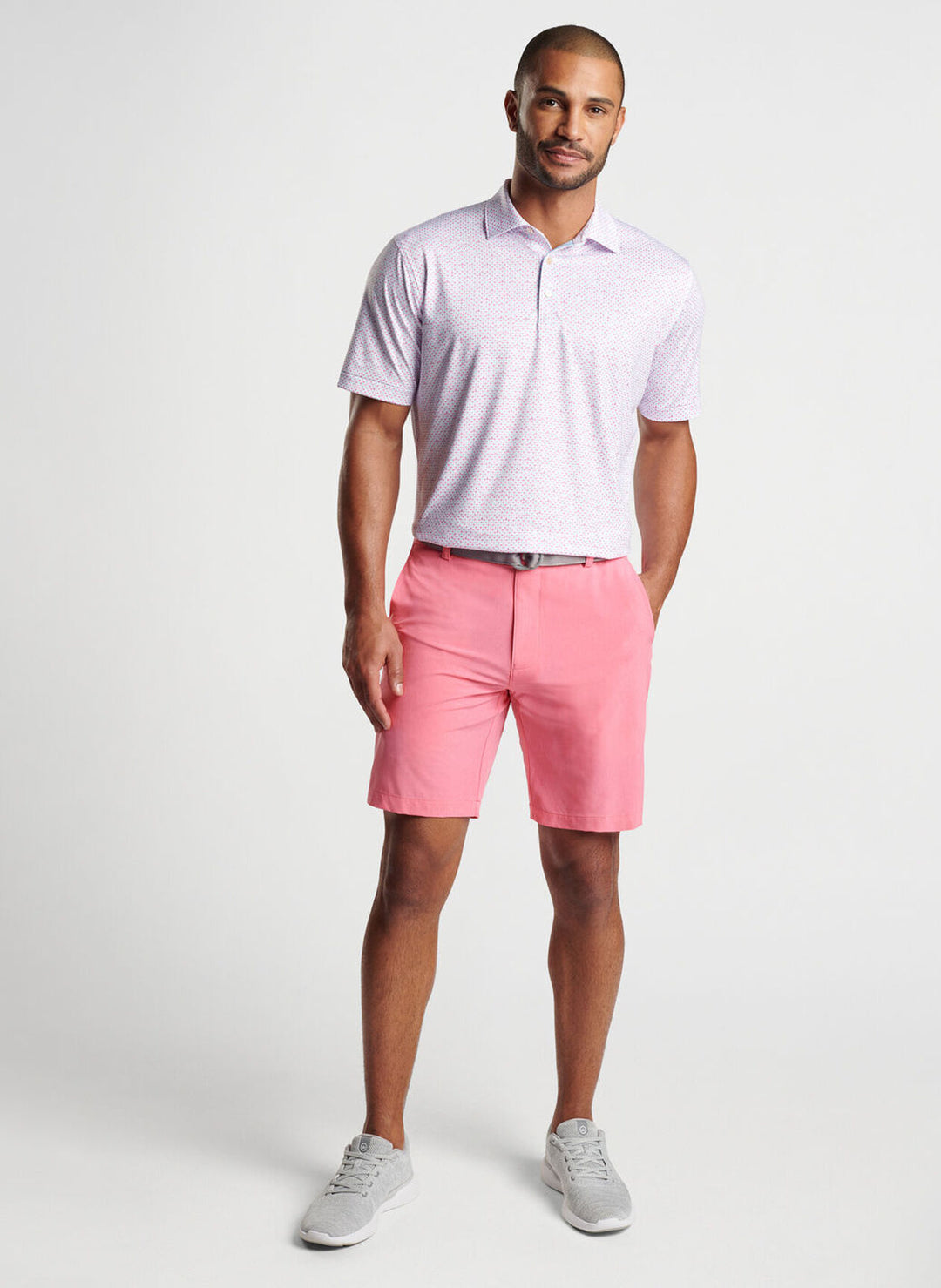 Peter Millar The Bees Knees Performance Jersey Polo: White/Hula Pink