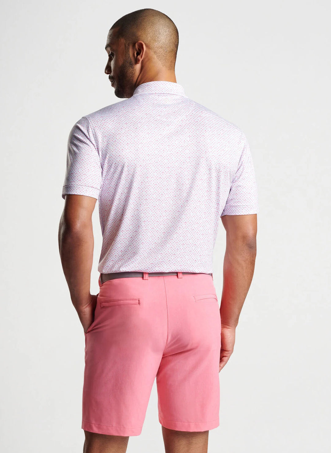 Peter Millar The Bees Knees Performance Jersey Polo: White/Hula Pink