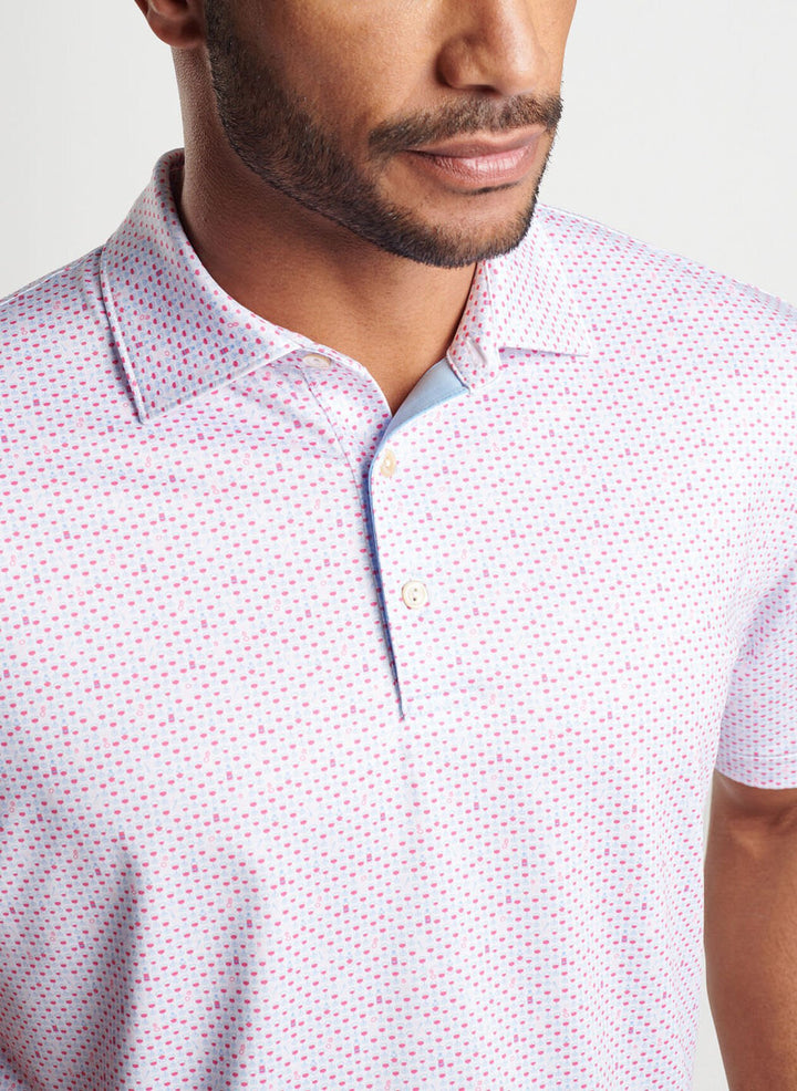 Peter Millar The Bees Knees Performance Jersey Polo: White/Hula Pink