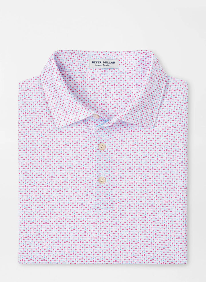 Peter Millar The Bees Knees Performance Jersey Polo: White/Hula Pink