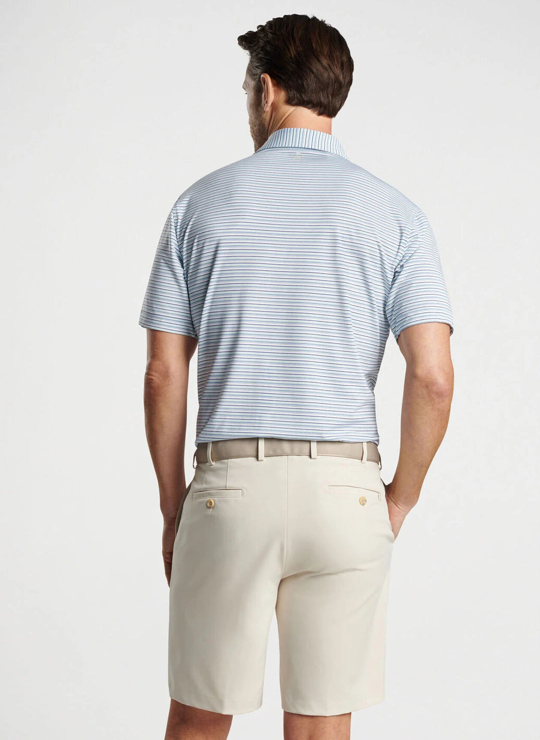Peter Millar Fairmont Performance Jersey Polo: White/Cottage Blue