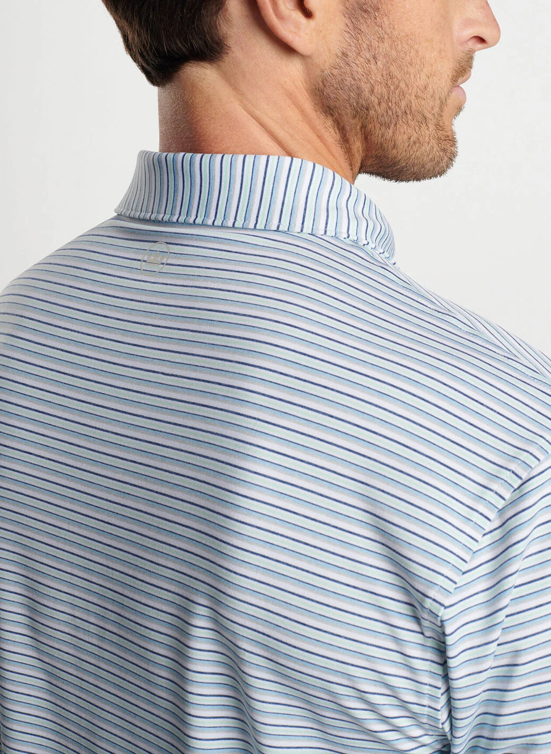 Peter Millar Fairmont Performance Jersey Polo: White/Cottage Blue