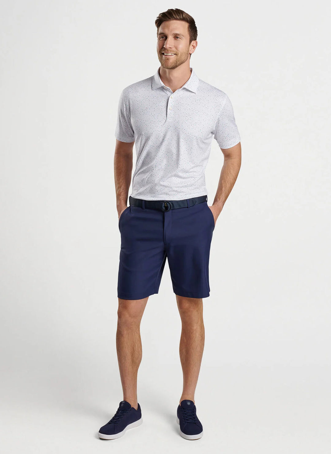 Peter Millar Mulled Wine Performance Jersey Polo: White