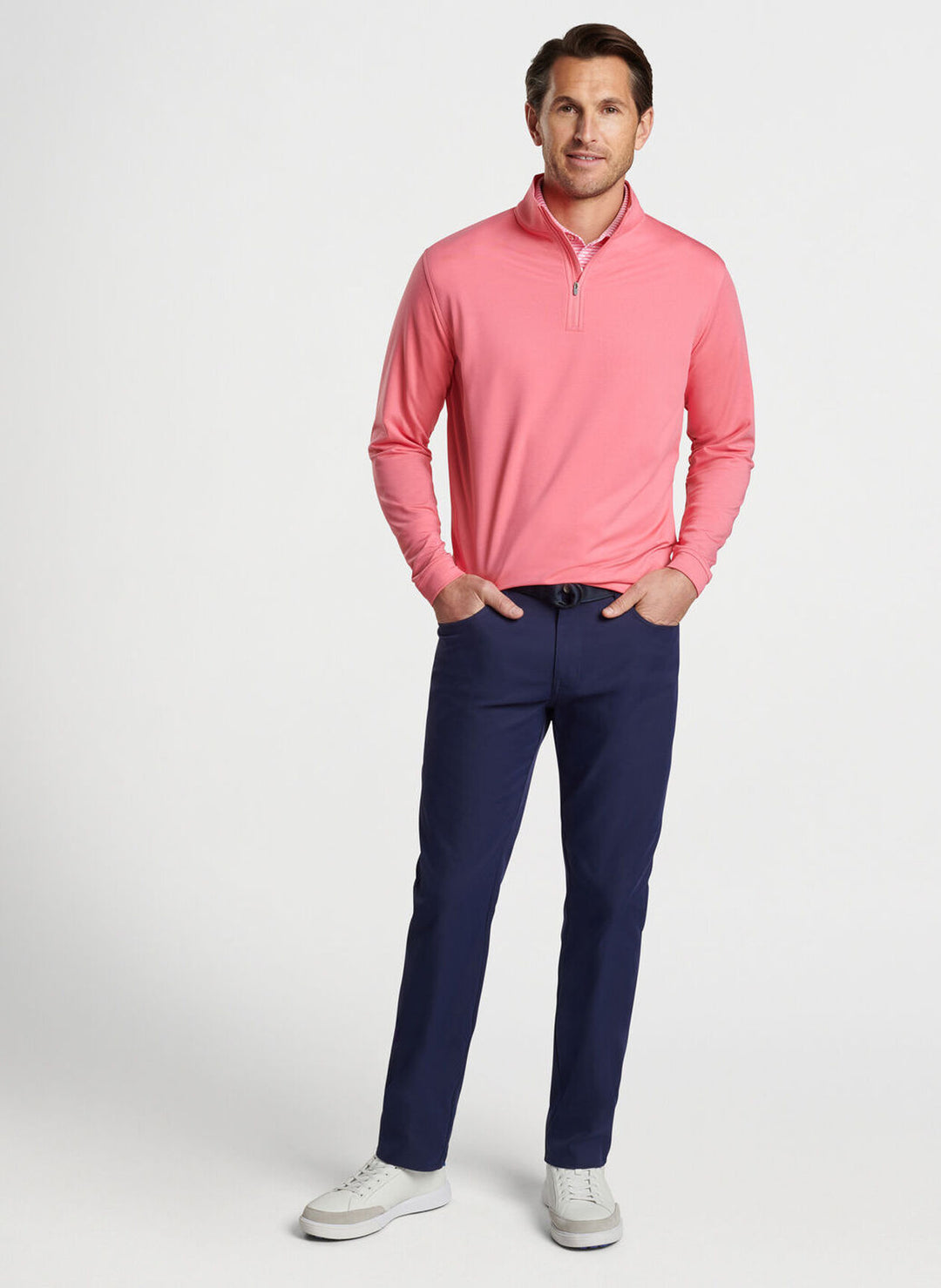 Peter Millar Perth Mélange Performance Quarter-Zip: Hula Pink